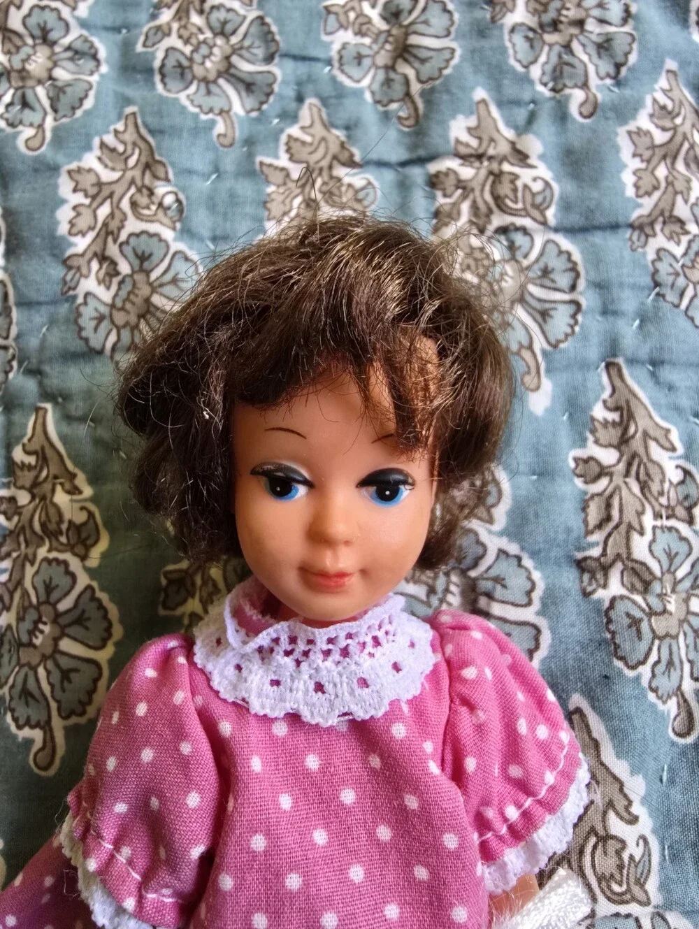 Vintage Brunette Plastic Doll With Dress